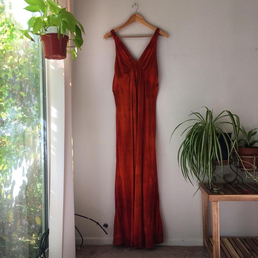 burnt orange 100% silk dress